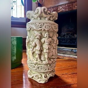 Vintage UMBRELLA VASE STAND LARGE 17” Footed Vatican Style Ceramic/ Porcelain